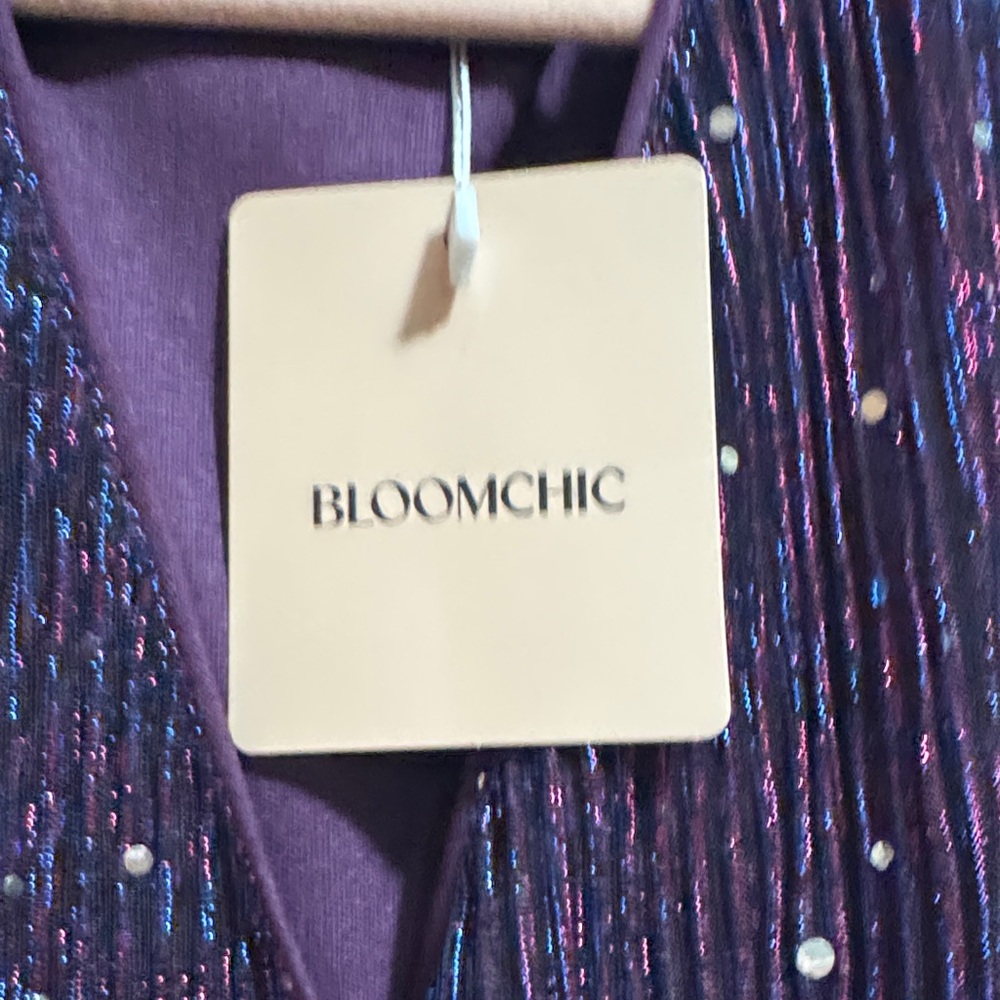 BloomChic Glittering Deep Purple V-Neck Maxi Dress - Picture 2 of 5